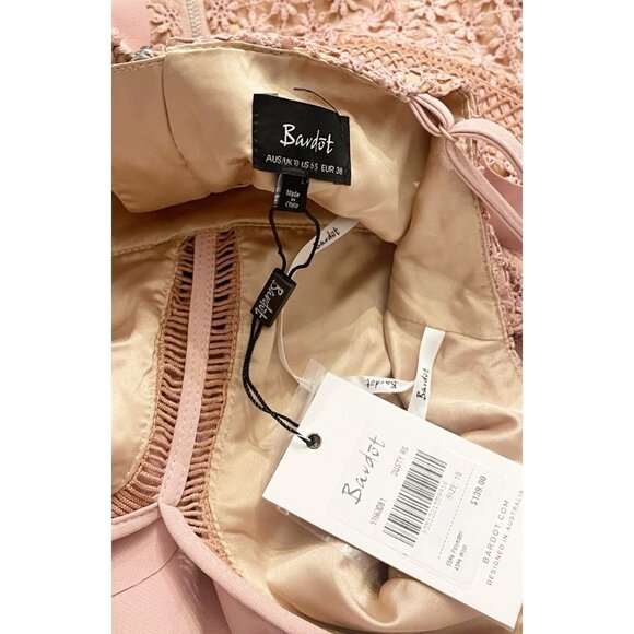 New Bardot Fae Dusty Pink Lace Ruffled Mini Dress Size 6 Whimsygoth Fairy Core - Picture 9 of 9